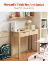 VEVOR Small Desk with Drawer Kids Desk for Bedroom Simple Study Table Light Wood - Front View