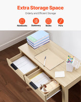 VEVOR Small Desk with Drawer Kids Desk for Bedroom Simple Study Table Light Wood - Top-Down View