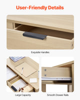 VEVOR Small Desk with Drawer Kids Desk for Bedroom Simple Study Table Light Wood - 45-Degree Angle