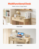 VEVOR Small Desk with Drawer Kids Desk for Bedroom Simple Study Table Light Wood - Rear View