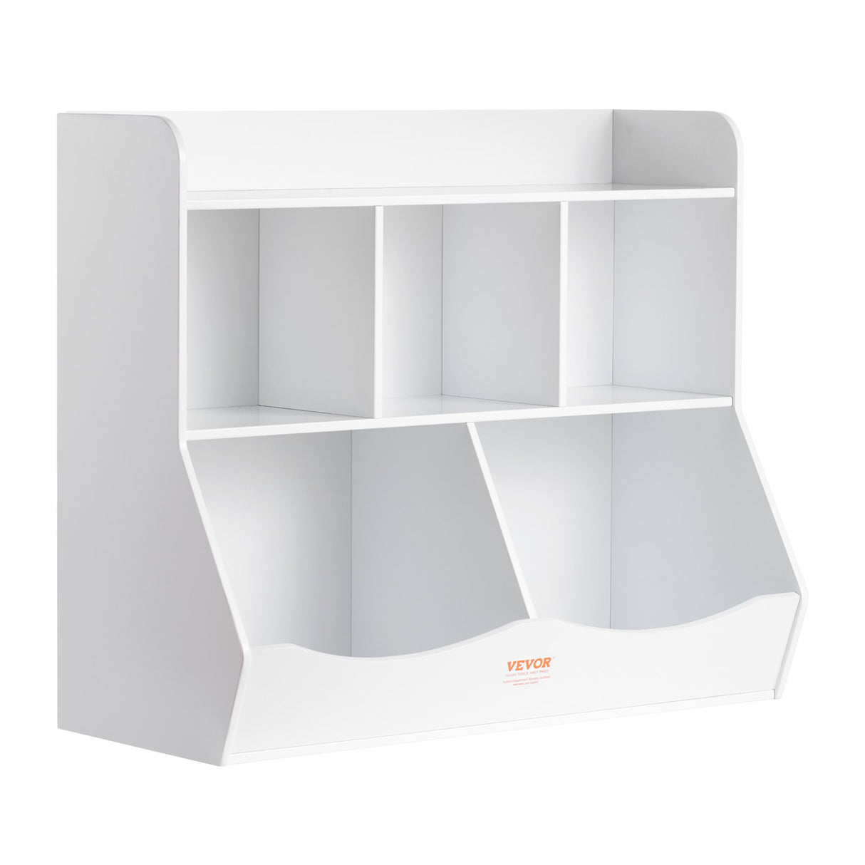 VEVOR Wood Kid Storage Cubby, Toy Storage Organizer with Bookshelf, 5-Cubby Wood Toy Storage Cabinet, Children Book Toy Shelf for Kids Room, Playroom, Kindergarten, Nursery, White
