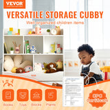 VEVOR Wood Kid Storage Cubby, Toy Storage Organizer with Bookshelf, 5-Cubby Wood Toy Storage Cabinet, Children Book Toy Shelf for Kids Room, Playroom, Kindergarten, Nursery, White - Front View