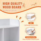 VEVOR Wood Kid Storage Cubby, Toy Storage Organizer with Bookshelf, 5-Cubby Wood Toy Storage Cabinet, Children Book Toy Shelf for Kids Room, Playroom, Kindergarten, Nursery, White - 45-Degree Angle