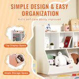 VEVOR Wood Kid Storage Cubby, Toy Storage Organizer with Bookshelf, 5-Cubby Wood Toy Storage Cabinet, Children Book Toy Shelf for Kids Room, Playroom, Kindergarten, Nursery, White - Rear View