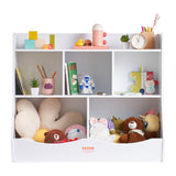 VEVOR Wood Kid Storage Cubby, Toy Storage Organizer with Bookshelf, 5-Cubby Wood Toy Storage Cabinet, Children Book Toy Shelf for Kids Room, Playroom, Kindergarten, Nursery, White - Extra Image