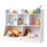 VEVOR Wood Kid Storage Cubby, Toy Storage Organizer with Bookshelf, 5-Cubby Wood Toy Storage Cabinet, Children Book Toy Shelf for Kids Room, Playroom, Kindergarten, Nursery, White - Extra Image