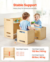 VEVOR Weaning Table and Chair Set Montessori Toddler Desk with 2 Chairs Wood - Front View