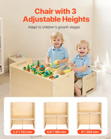 VEVOR Weaning Table and Chair Set Montessori Toddler Desk with 2 Chairs Wood - 45-Degree Angle