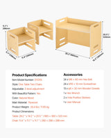 VEVOR Weaning Table and Chair Set Montessori Toddler Desk with 2 Chairs Wood - Close-Up Angle