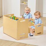VEVOR Weaning Table and Chair Set Montessori Toddler Desk with 2 Chairs Wood - Low Angle
