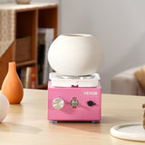 VEVOR Mini Pottery Wheel Electric Ceramic Wheel Machine 0-320RPM Speed Pink - Low Angle