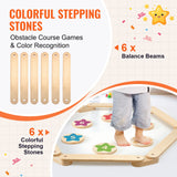 VEVOR Kids Balance Beam Stepping Stones Gymnastics Children Balance Board 6 PCS - Side View