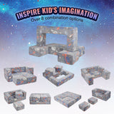 VEVOR Modular Kids Play Couch 4Pcs DIY Glow in the Dark Toddler Chair Grey - Side View