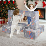 VEVOR Modular Kids Play Couch 4Pcs DIY Glow in the Dark Toddler Chair Grey - Low Angle