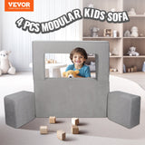 VEVOR Modular Kids Play Couch 4Pcs DIY Creative Child Sectional Sofa Dark Grey - Front View