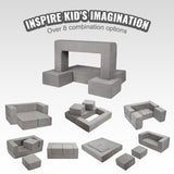 VEVOR Modular Kids Play Couch 4Pcs DIY Creative Child Sectional Sofa Dark Grey - Side View