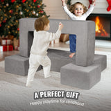 VEVOR Modular Kids Play Couch 4Pcs DIY Creative Child Sectional Sofa Dark Grey - 45-Degree Angle