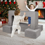 VEVOR Modular Kids Play Couch 4Pcs DIY Creative Child Sectional Sofa Dark Grey - Low Angle