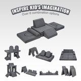 VEVOR Modular Kids Play Couch 10Pcs DIY Creative Toddler Sectional Sofa Grey - Side View