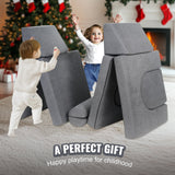 VEVOR Modular Kids Play Couch 10Pcs DIY Creative Toddler Sectional Sofa Grey - 45-Degree Angle