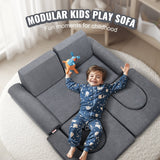 VEVOR Modular Kids Play Couch 10Pcs DIY Creative Toddler Sectional Sofa Grey - Rear View