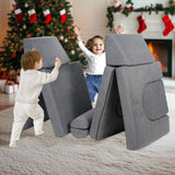 VEVOR Modular Kids Play Couch 10Pcs DIY Creative Toddler Sectional Sofa Grey - Low Angle