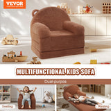 VEVOR Baby Chair Foldable 2-in-1 Baby Lounger Couch Cartoon Kids Sofa Brown - Front View