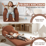 VEVOR Baby Chair Foldable 2-in-1 Baby Lounger Couch Cartoon Kids Sofa Brown - Side View