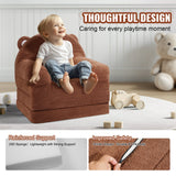 VEVOR Baby Chair Foldable 2-in-1 Baby Lounger Couch Cartoon Kids Sofa Brown - 45-Degree Angle