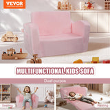 VEVOR Baby Chair Foldable 2-in-1 Comfy Baby Lounger Couch Kids Sofa Pink - Front View