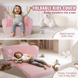 VEVOR Baby Chair Foldable 2-in-1 Comfy Baby Lounger Couch Kids Sofa Pink - Side View