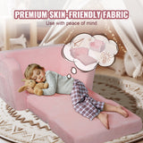 VEVOR Baby Chair Foldable 2-in-1 Comfy Baby Lounger Couch Kids Sofa Pink - Top-Down View