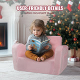 VEVOR Baby Chair Foldable 2-in-1 Comfy Baby Lounger Couch Kids Sofa Pink - Rear View