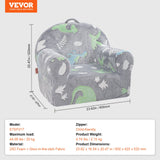VEVOR Toddler Chair Glow in the Dark Plush Baby Chair Playroom Furniture Grey - Close-Up Angle