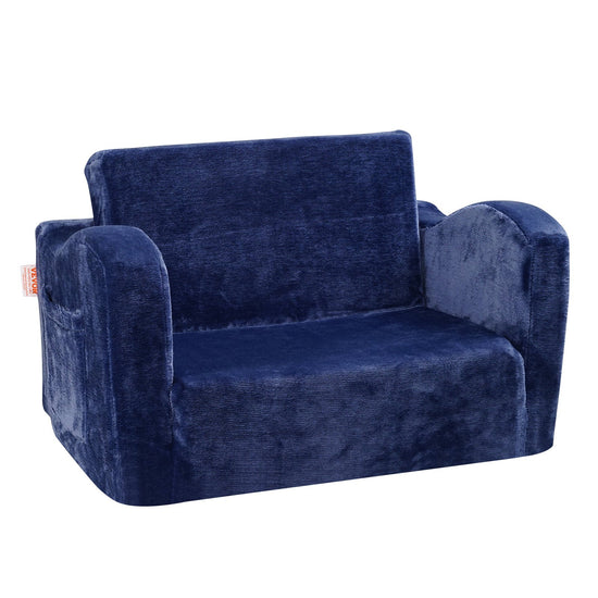 VEVOR Baby Chair Foldable 2-in-1 Comfy Baby Lounger Couch Kids Sofa Blue