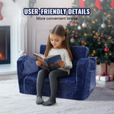 VEVOR Baby Chair Foldable 2-in-1 Comfy Baby Lounger Couch Kids Sofa Blue - Rear View