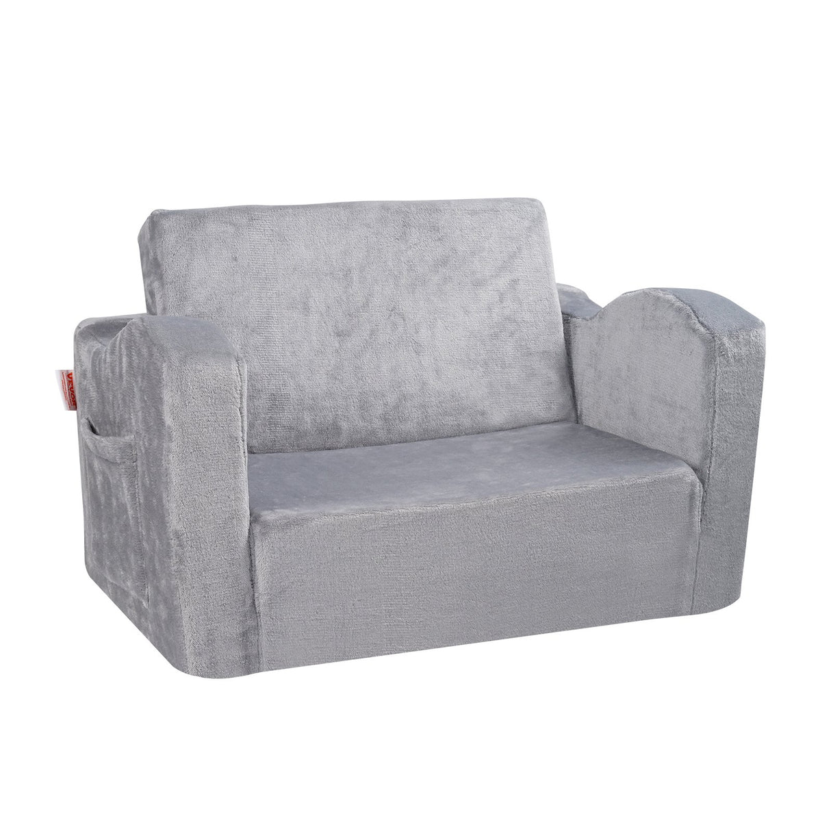 VEVOR Baby Chair Foldable 2-in-1 Comfy Baby Lounger Couch Kids Sofa Grey