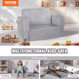 VEVOR Baby Chair Foldable 2-in-1 Comfy Baby Lounger Couch Kids Sofa Grey - Front View