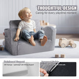 VEVOR Baby Chair Foldable 2-in-1 Comfy Baby Lounger Couch Kids Sofa Grey - 45-Degree Angle