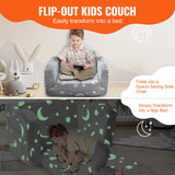 VEVOR Fold-out Kids Sofa, Glow-in-the-Dark Kids Couch Chair, 2-in-1 Children Convertible Sofa to Lounger, Extra Soft Flip-out Toddler Couch for Siting