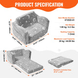 VEVOR Fold-out Kids Sofa, Glow-in-the-Dark Kids Couch Chair, 2-in-1 Children Convertible Sofa to Lounger, Extra Soft Flip-out Toddler Couch for Siting