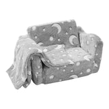 VEVOR Fold-out Kids Sofa, Glow-in-the-Dark Kids Couch Chair, 2-in-1 Children Convertible Sofa to Lounger, Extra Soft Flip-out Toddler Couch for Siting
