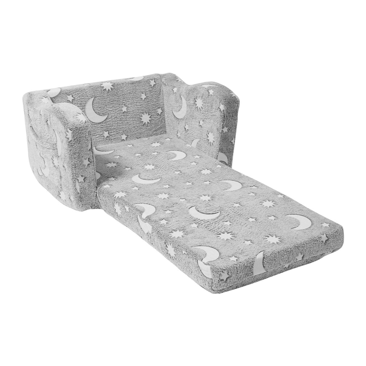 VEVOR Fold-out Kids Sofa, Glow-in-the-Dark Kids Couch Chair, 2-in-1 Children Convertible Sofa to Lounger, Extra Soft Flip-out Toddler Couch for Siting