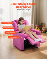VEVOR Kids Reclining Chair PU Leather Toddler Recliner with Cup Holder (Pink) - Top-Down View