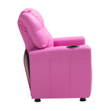 VEVOR Kids Reclining Chair PU Leather Toddler Recliner with Cup Holder (Pink) - Low Angle