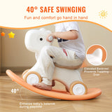 VEVOR 3 in 1 Rocking Horse for Toddlers 1-3 Years, Baby Rocking Horse with Detachable Balance Board and 4 Smooth Wheels, Support up to 80 lbs HDPE Material Kids Ride on Toy, Swinging, Orange - Top-Down View