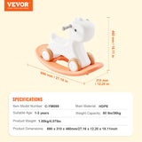 VEVOR 3 in 1 Rocking Horse for Toddlers 1-3 Years, Baby Rocking Horse with Detachable Balance Board and 4 Smooth Wheels, Support up to 80 lbs HDPE Material Kids Ride on Toy, Swinging, Orange - Close-Up Angle