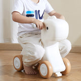VEVOR 3 in 1 Rocking Horse for Toddlers 1-3 Years, Baby Rocking Horse with Detachable Balance Board and 4 Smooth Wheels, Support up to 80 lbs HDPE Material Kids Ride on Toy, Swinging, Orange - Low Angle