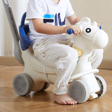 VEVOR 4 in 1 Rocking Horse for Toddlers 1-3 Years, Baby Rocking Horse with Detachable Balance Board, Push Handle and 4 Smooth Wheels, Support up to 80 lbs HDPE Kids Ride on Toy with Sound, Blue - Low Angle