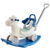 VEVOR 4 in 1 Rocking Horse for Toddlers 1-3 Years, Baby Rocking Horse with Detachable Balance Board, Push Handle and 4 Smooth Wheels, Support up to 80 lbs HDPE Kids Ride on Toy with Sound, Blue - Extra Image